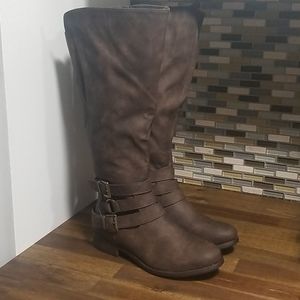 Wide Calf Buckle Wrap Tall Boot